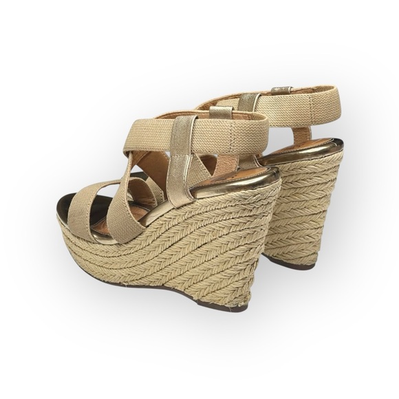 Sofft  Perla Wedge Slingbacks Espadrilles Sandals  Truffle Metallic Gold  6.5 - Picture 5 of 16